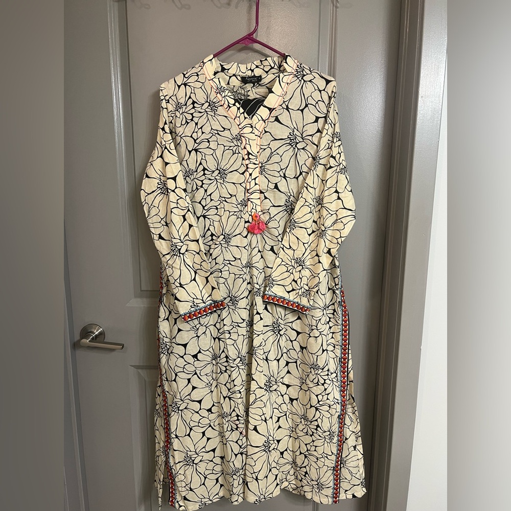 Cream Pakistani 3pc NEW Shalwar Kameez kurta shalwar